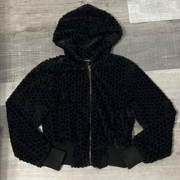 Faux Fur Wet Seal Cropped Zippered Jacket sz Large - Picture 2 of 10